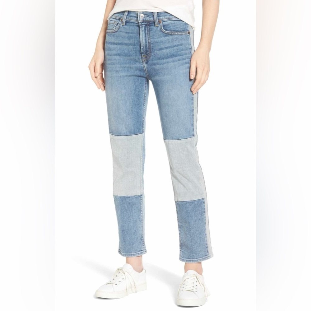 7 For All Mankind Patchwork Straight Jeans